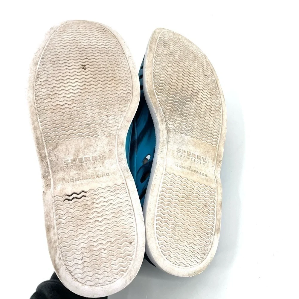 SPERRY Top Side Float Boat Rubber Shoe Marbled Blue Print
